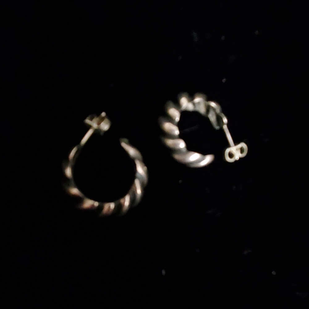 Silver Earrings with Twisted Pattern